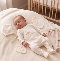 Newborn baby boy hospital set 5 pieces 100% cotton beige