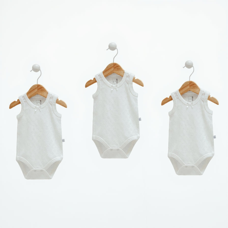 pack of 3 sleeveless bodysuit for baby girl cotton