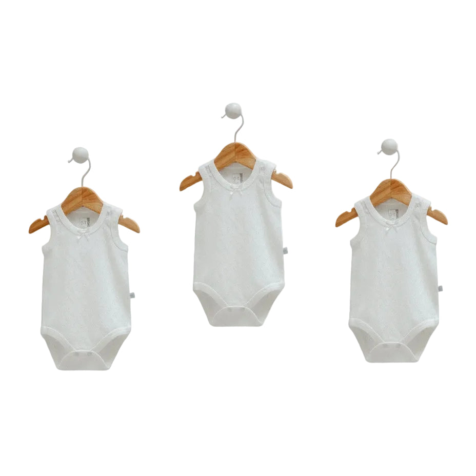 pack of 3 bodysuits cotton basic white for baby girl