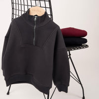 Three threats fleece sweatshirt color with zipper and elastic waist