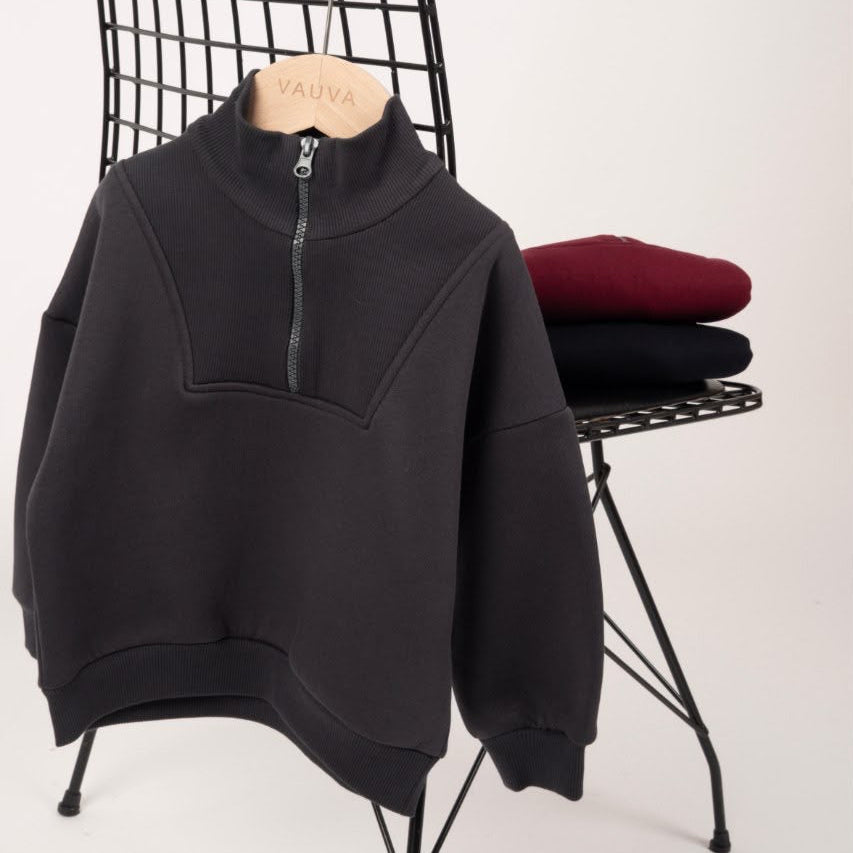 Three threats fleece sweatshirt color with zipper and elastic waist