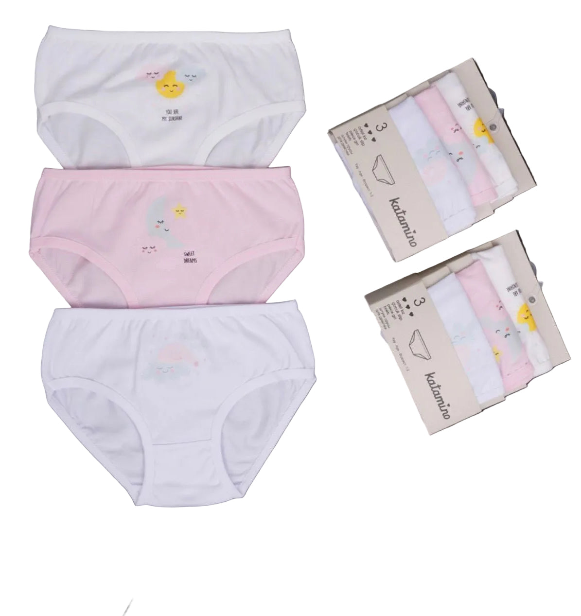 Pack of 3 briefs for girl cotton sleepy moody