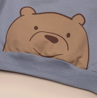 2 pieces Cotton baby boy set big bear design blue color with elastic waistband