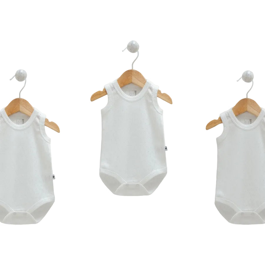 pack of 3 bodysuits cotton basic white for baby unisex