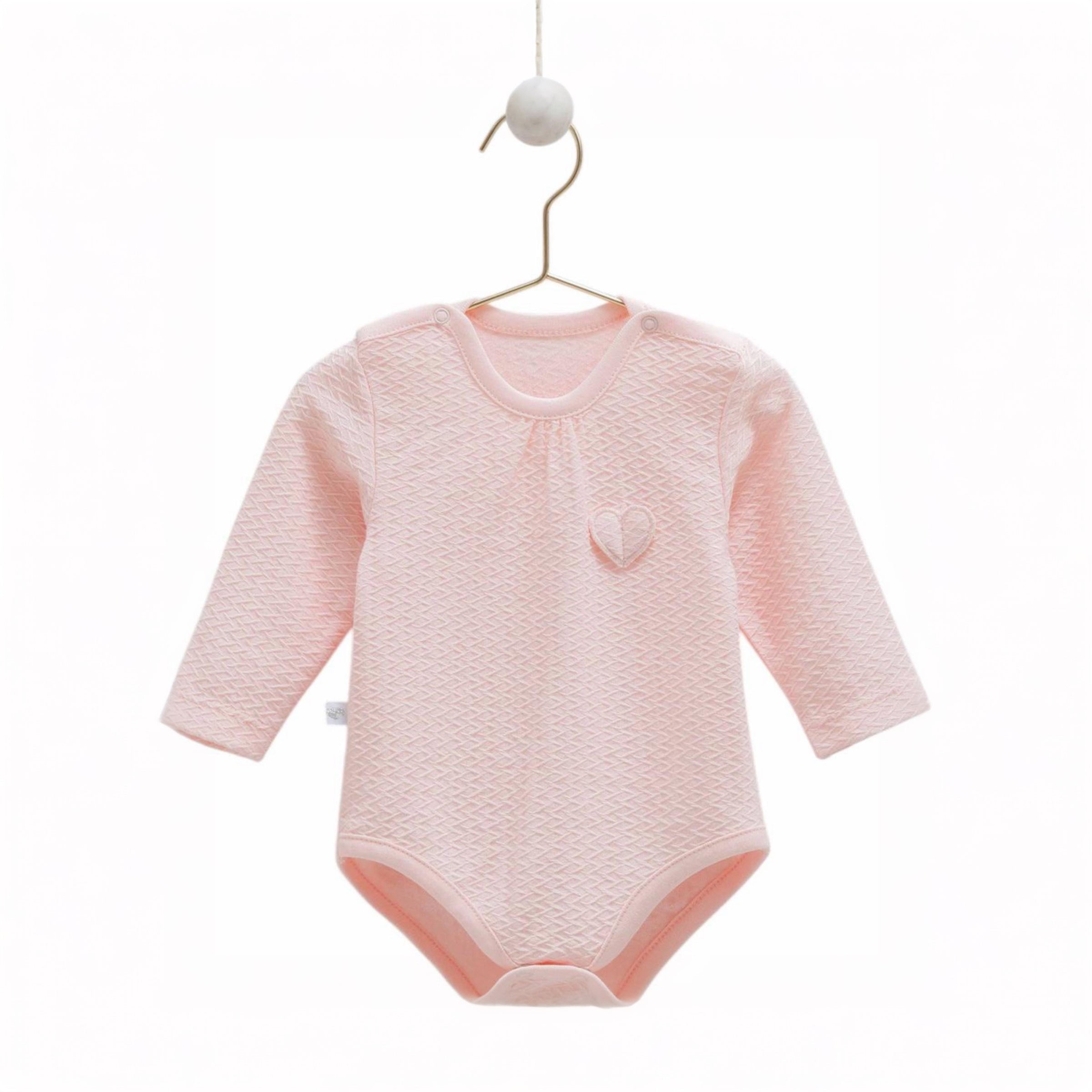 Bodysuit baby girl soft cotton elegant long sleeve with heart design