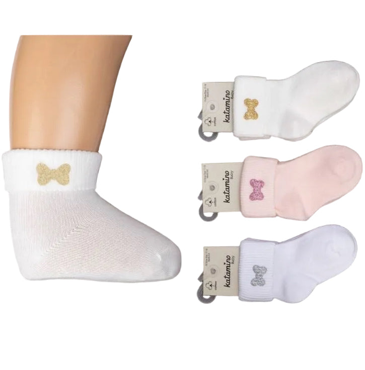 One pair of baby girl sock papillon designs