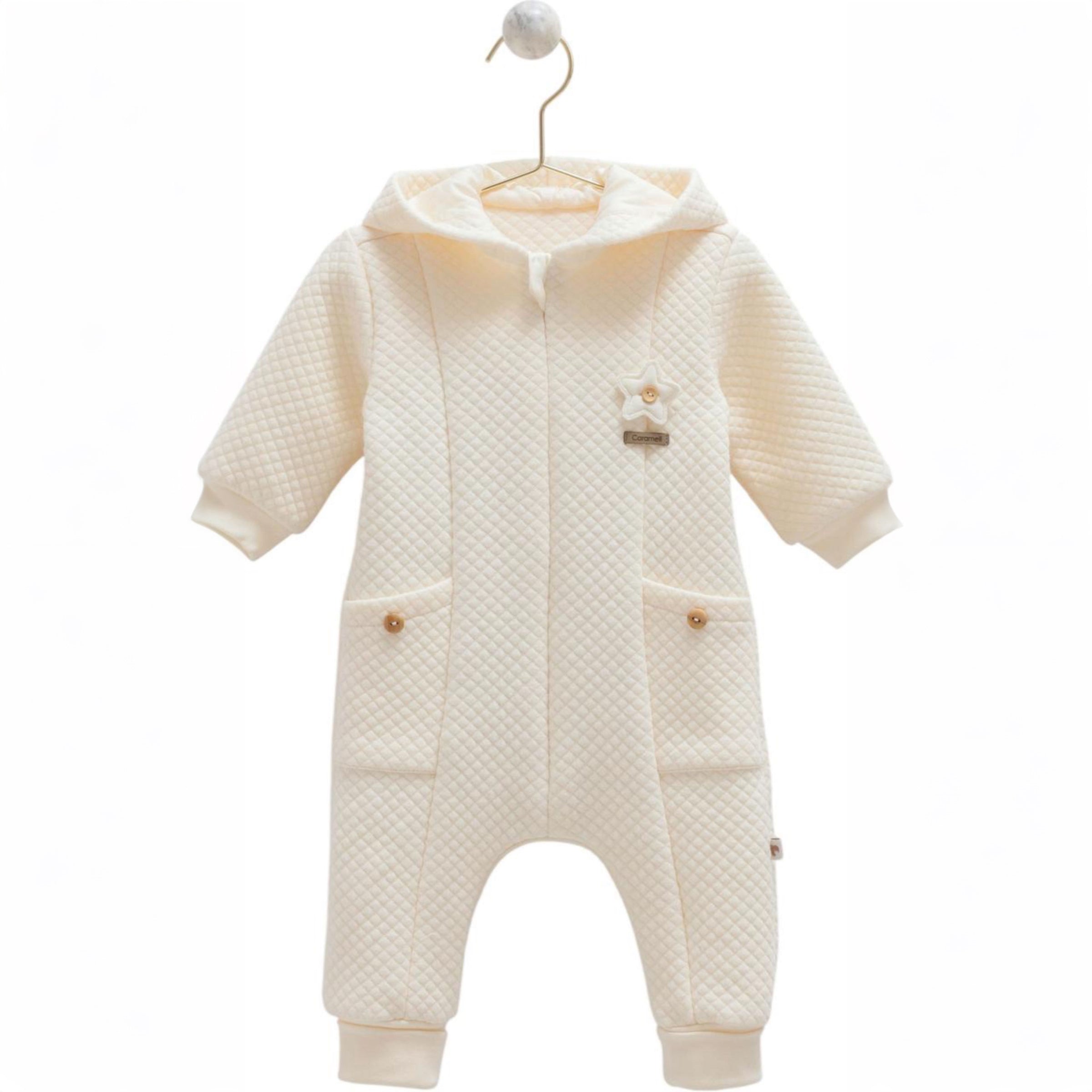 Winter romper long sleeve cotton beige color unisex