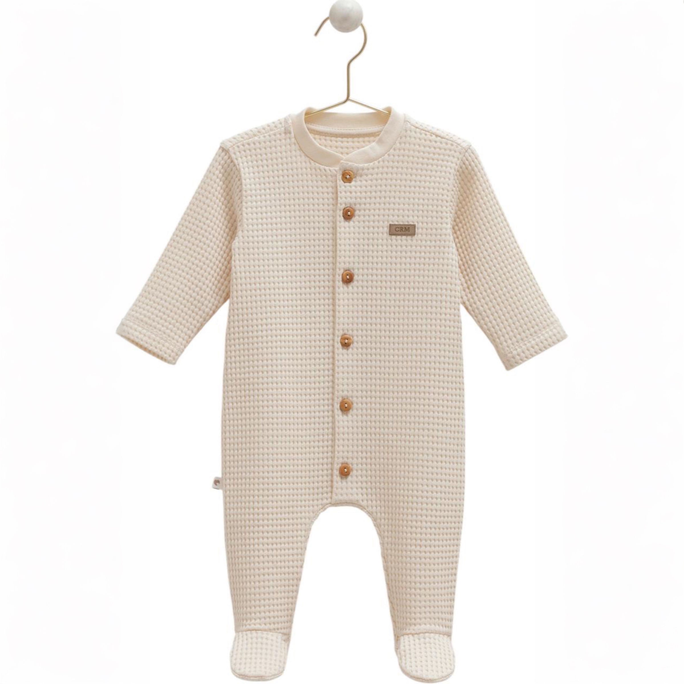 romper long sleeve cotton beige color unisex overall