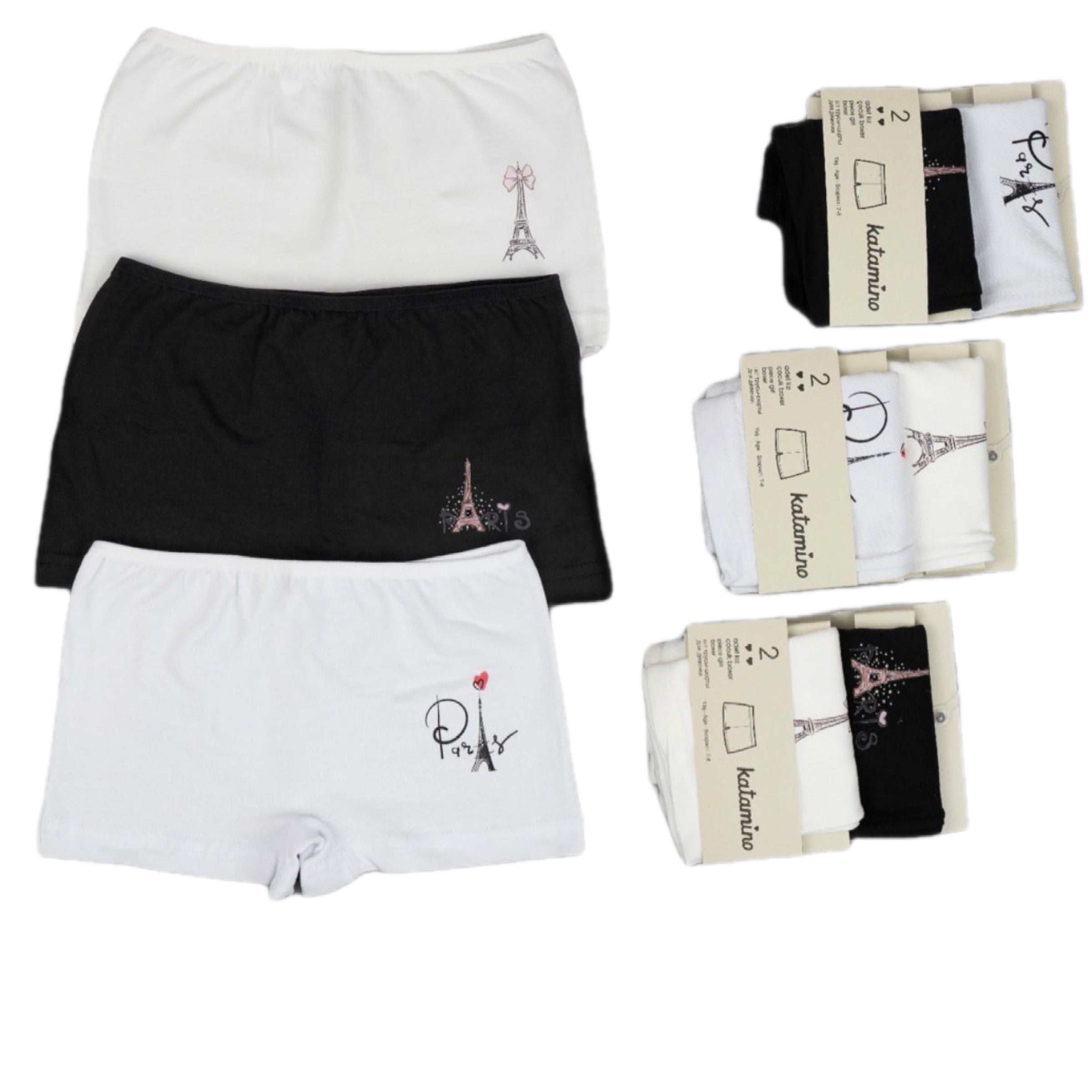 Pack of 2 boxers for girl Paris design cotton