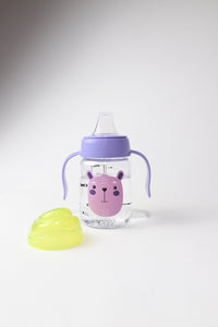 baby bottle with handle and silicone mouth