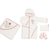 bathrobe set of 4 pieces flower for baby girl