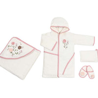 bathrobe set of 4 pieces flower for baby girl