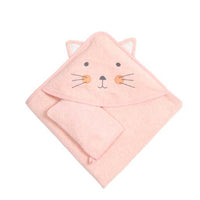 cat hooded baby towel with gloves 75x75cm