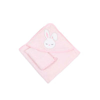 sleepy rabbit  hooded baby girl towel with gloves 75x75cm