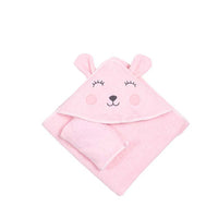 cute girl hooded baby towel with gloves 75x75cm