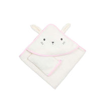 soft hooded baby girl rabbit with ears towel  with gloves 75x75cm