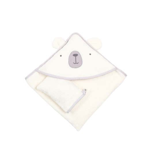 teddy bear hooded baby towel with gloves 75x75cm