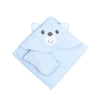 soft hooded baby boy towel  with gloves 75x75cm