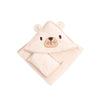 white or beige hooded baby towel with gloves 75x75cm