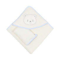 doudoud hooded baby boy towel with gloves 75x75cm