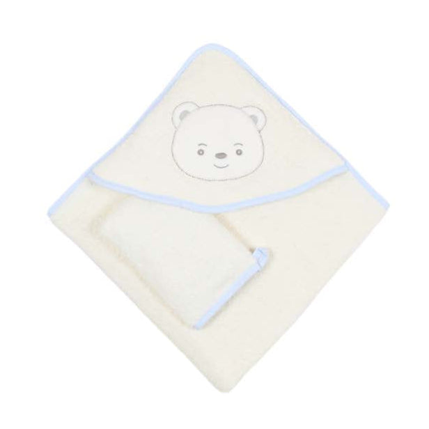 doudoud hooded baby boy towel with gloves 75x75cm