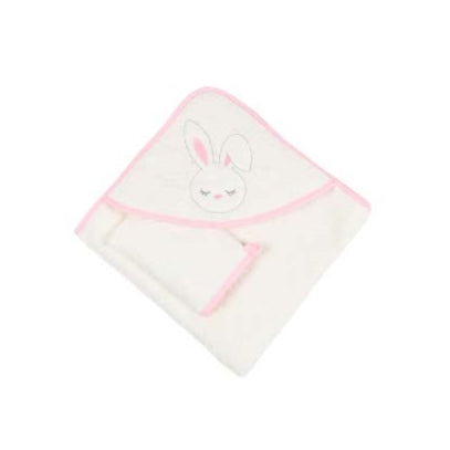 sleepy rabbit  hooded baby girl towel with gloves 75x75cm