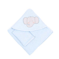 hooded baby boy towel elephant with gloves 75x75cm