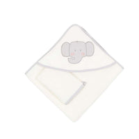 hooded baby boy towel elephant with gloves 75x75cm