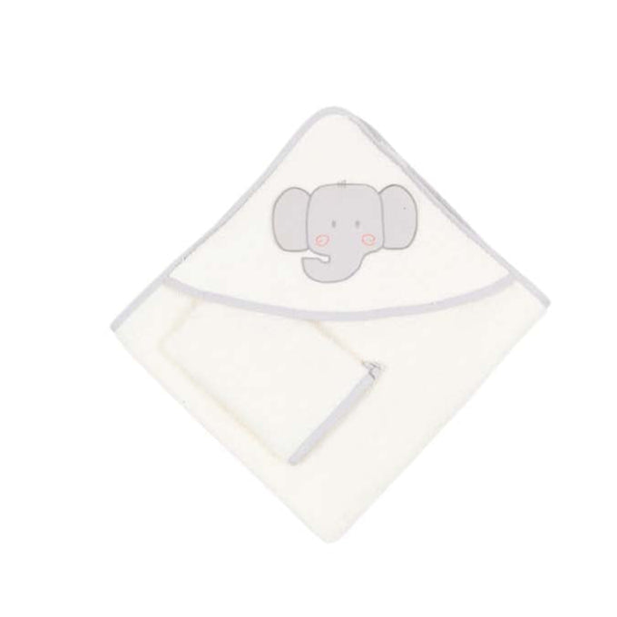 hooded baby boy towel elephant with gloves 75x75cm
