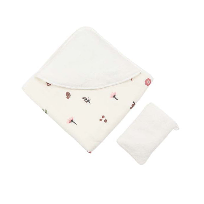 muslin towel and washing glove set flower