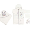 bathrobe set of 4 pieces grey rabbit  for baby boy