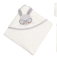 bathrobe set of 4 pieces grey rabbit  for baby boy