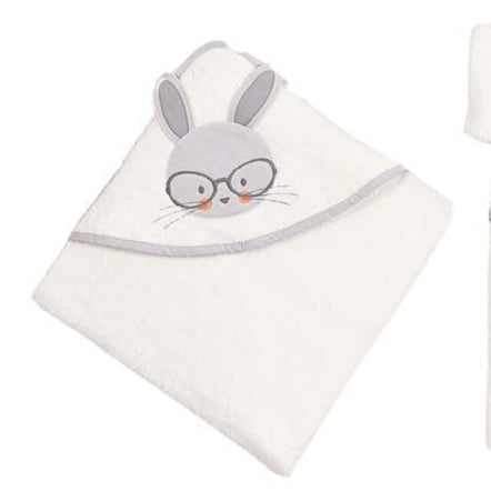 bathrobe set of 4 pieces grey rabbit  for baby boy