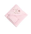 floral hooded baby towel with gloves 75x75cm