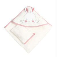cute rabbit  hooded baby girl towel with gloves 75x75cm