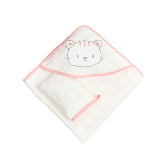 cute cat hooded baby towel with gloves 75x75cm