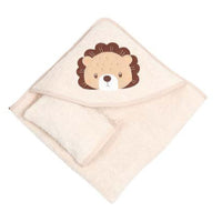 lion hooded baby towel with gloves 75x75cm