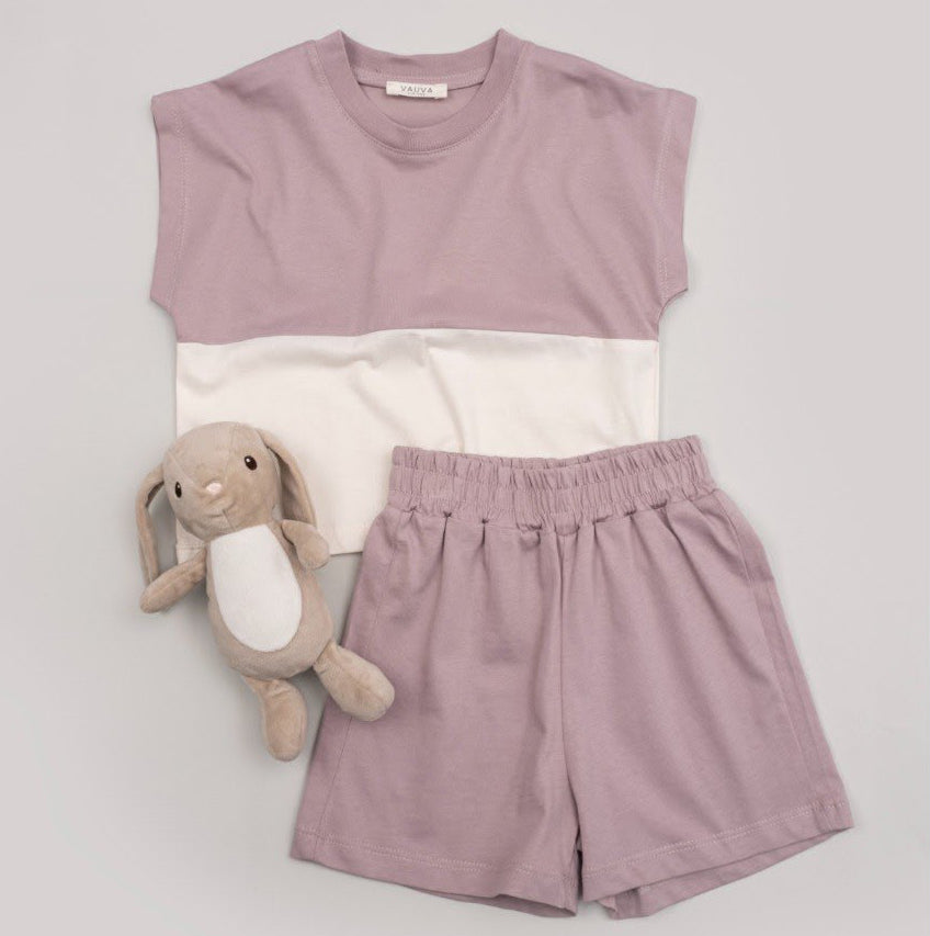 2 pieces summer set basics practical purple for girl