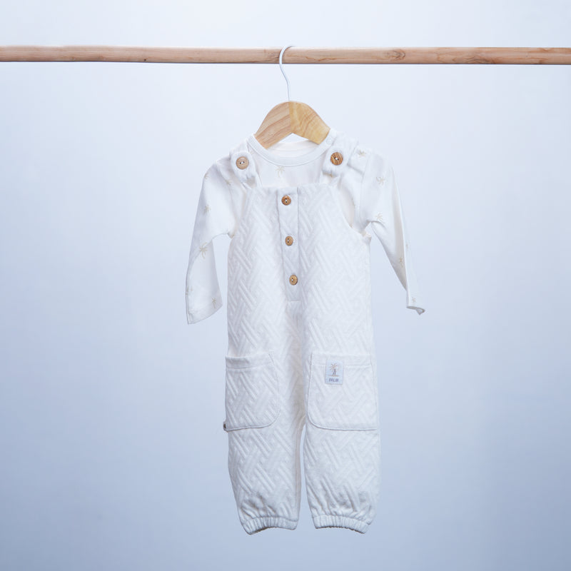 2 pieces salopette set palm design cotton for baby boy