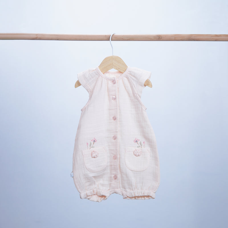 baby girl summer light romper with pockets