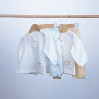set of 2 pieces muslin light shirt and pant for baby boy