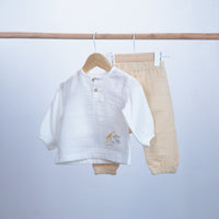 set of 2 pieces muslin light shirt and pant for baby boy