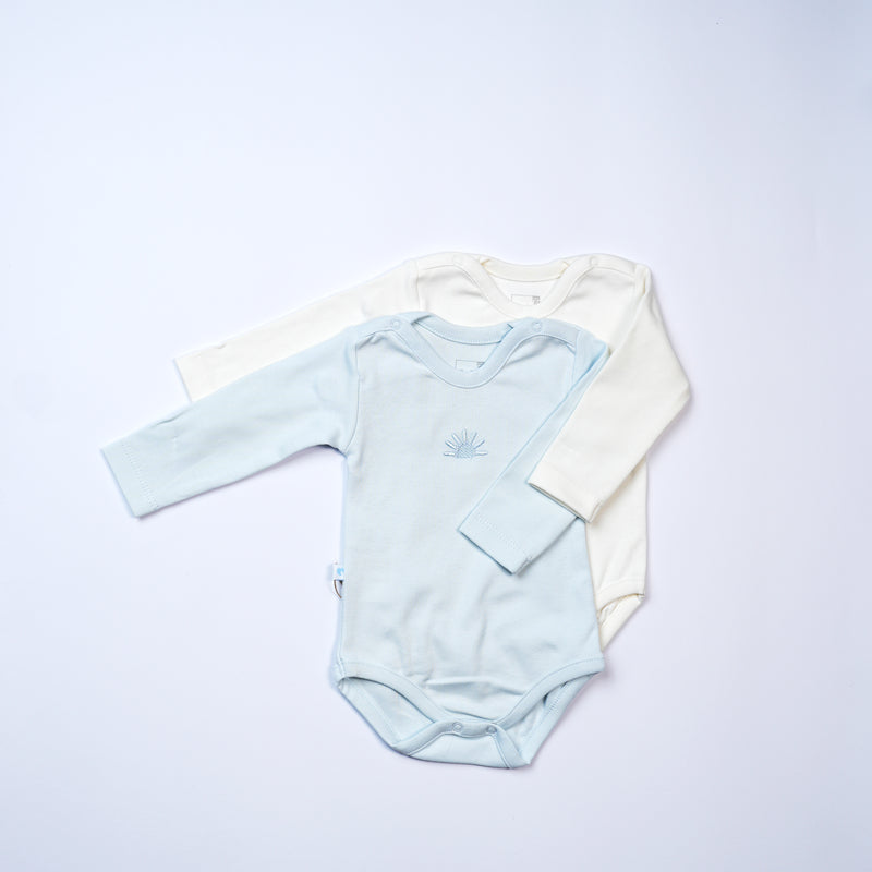 pack of 2 bodysuits long sleeve blue  baby boy