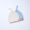 pack of 2 newborn hats with tie and buttons pink and beige