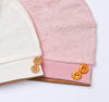 pack of 2 newborn hats with tie and buttons pink and beige