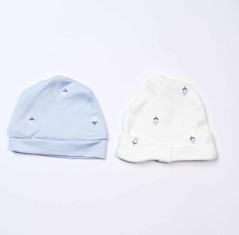 newborn baby cotton hats floral 2 pcs