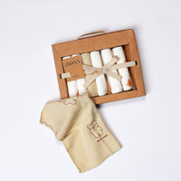pack of 7 pieces cotton light washcloth for baby beige
