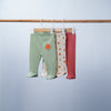 set of 3 baby soft cotton pants with feet