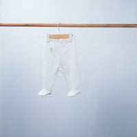 white organic joggers for baby with feet
