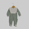 fleece romper for baby girl green with dentelle